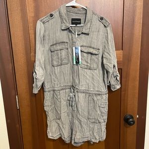 NWT Size Large Kamala Tencel Pocketed Utility Romper in Ash